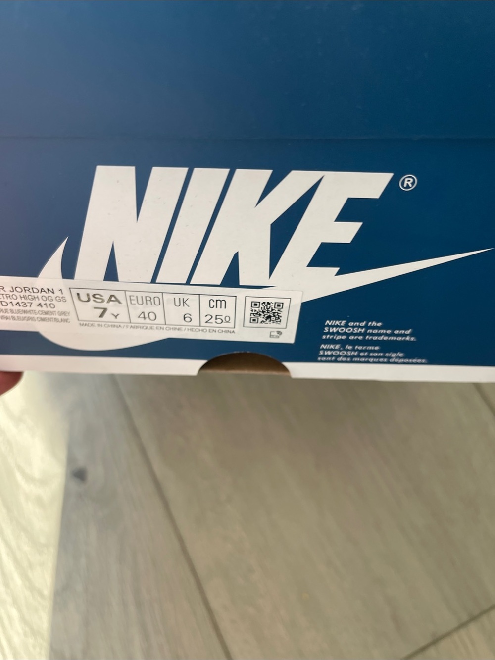 Jordan High Top Sneakers in White, Blue, Gray - Picture 4 of 4